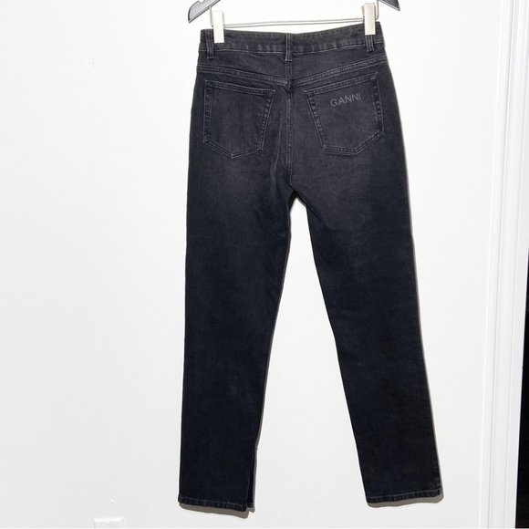 New GANNI straight-leg slit-detail jeans Black size 28 - Picture 5 of 11